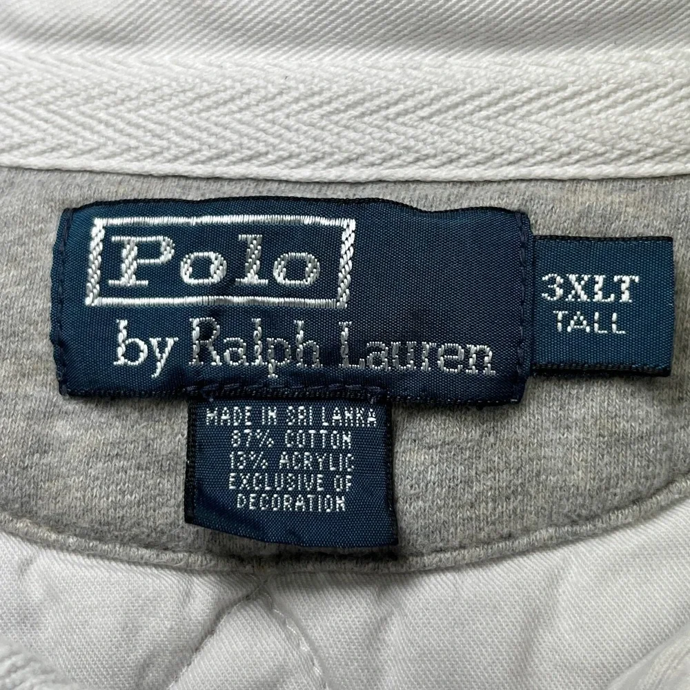 Vintage Polo Ralph Lauren Rugby Shirt Mens 3XLT Gray Elbow Shoulder Pads Preppy